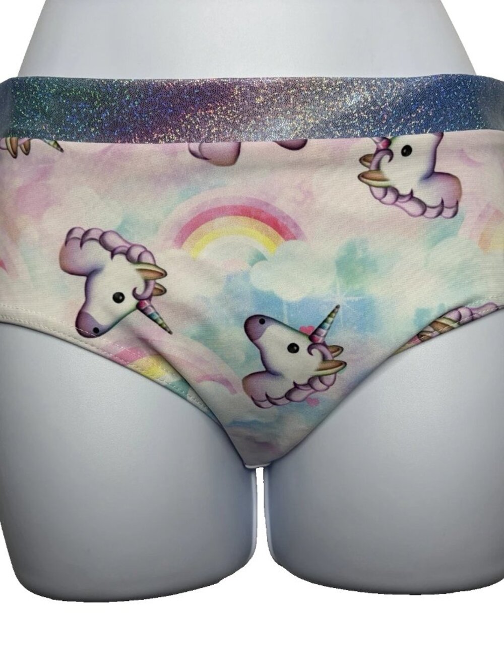 Backbone Polewear Hot Pants Booty Shorts Size S Pastel Rainbow Unicorn Glitter
